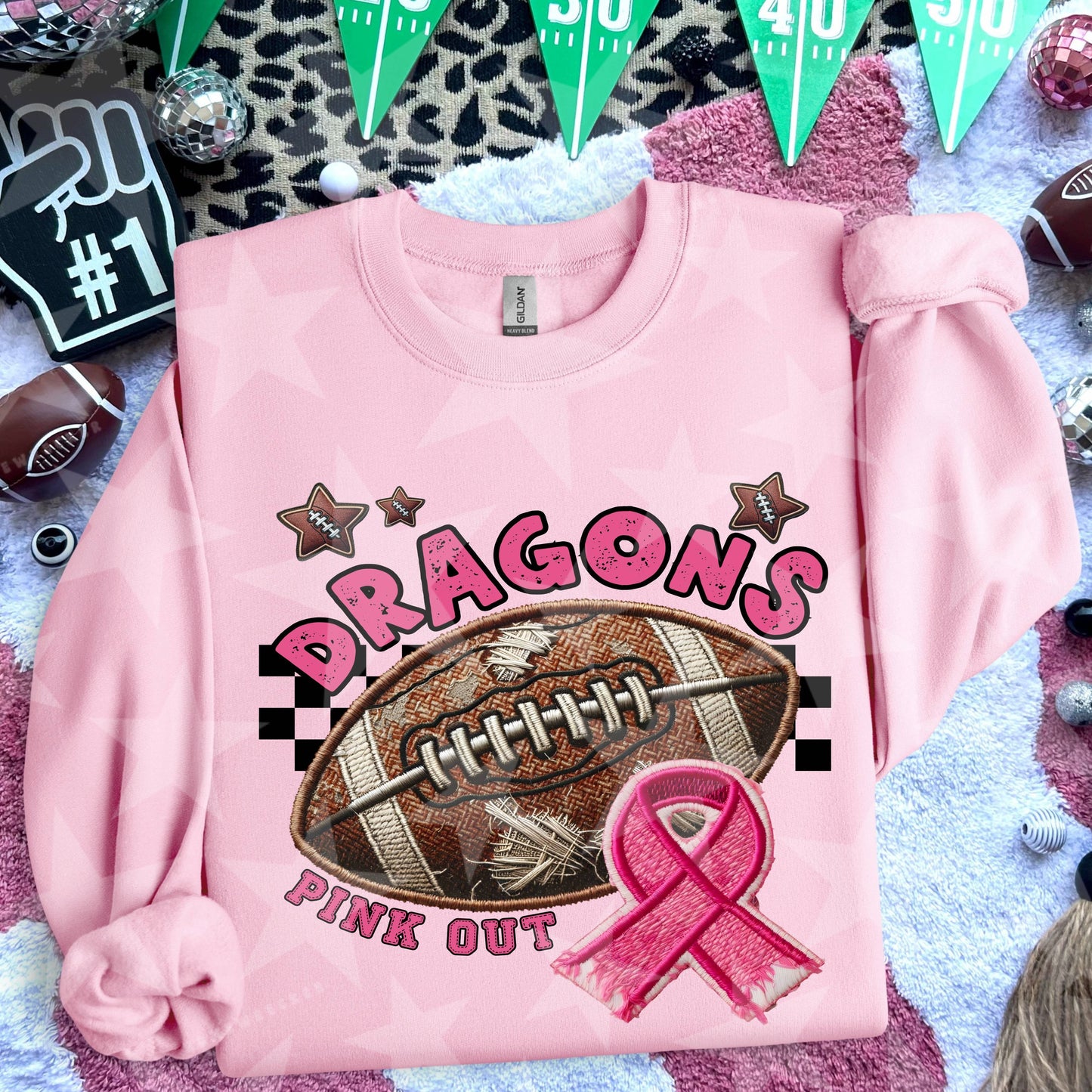 PINK OUT MASCOTS - FAUX EMBROIDERY - DTF TRANSFER