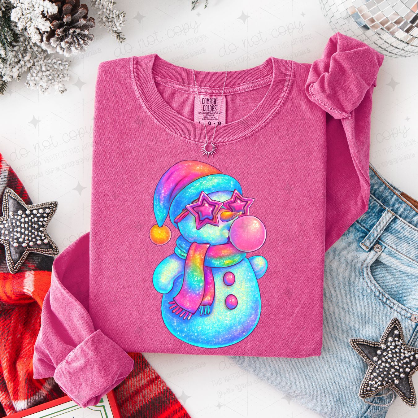 IRIDESCENT SNOWMAN - DTF TRANSFER