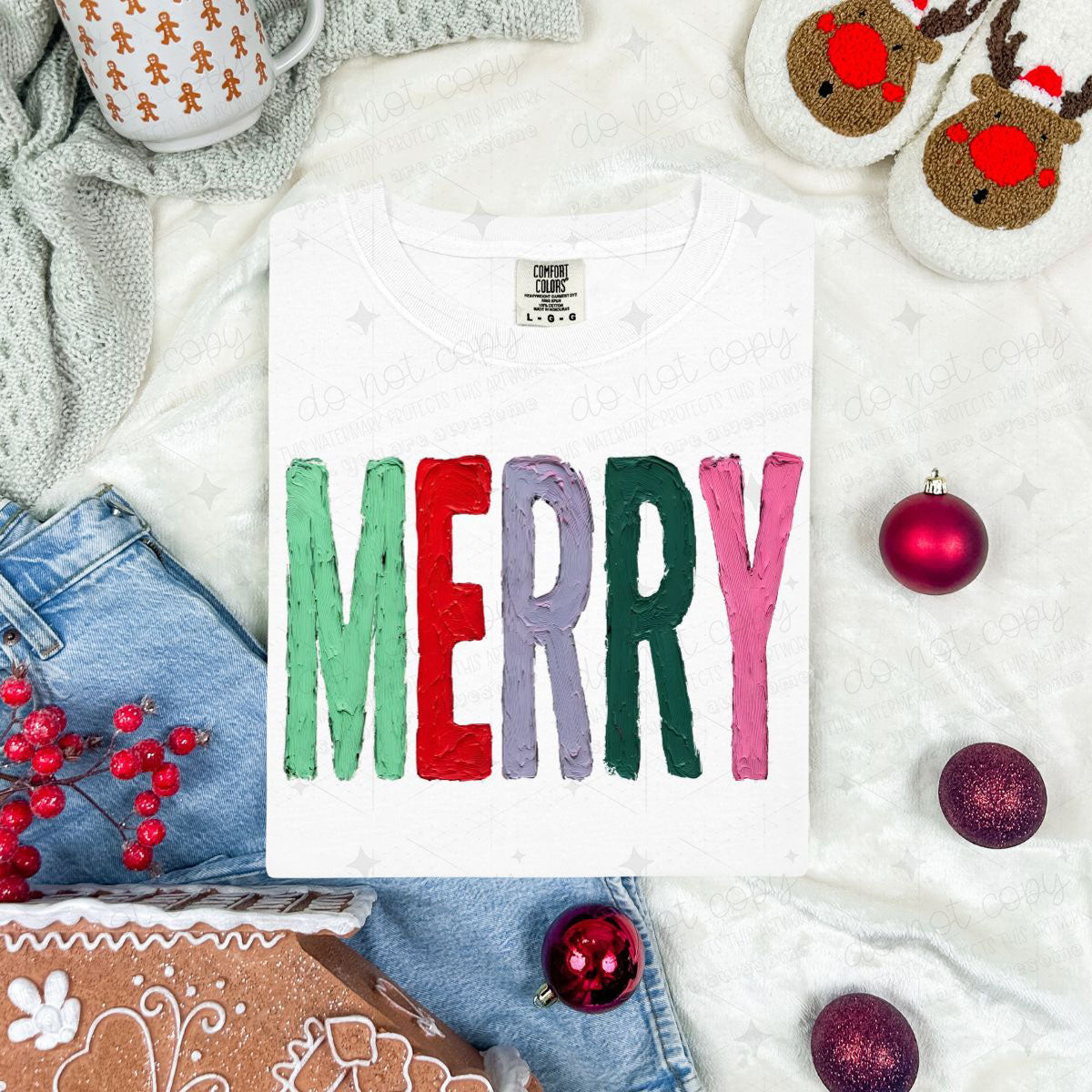 PAINTED MULTICOLOR MERRY - DTF TRANSFER