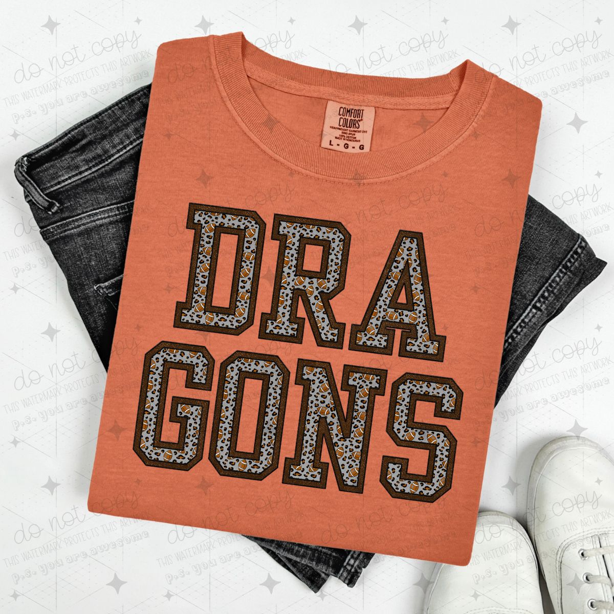 FOOTBALL MASCOTS - FAUX GLITTER - DTF TRANSFER