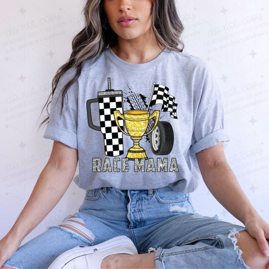 RACE MAMA - FAUX GLITTER - DTF TRANSFER
