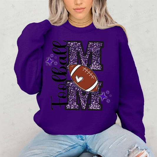 FOOTBALL MOM - FAUX GLITTER - DTF TRANSFER