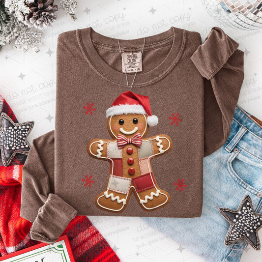 PATCHWORK GINGERBREAD MAN - DTF TRANSFER