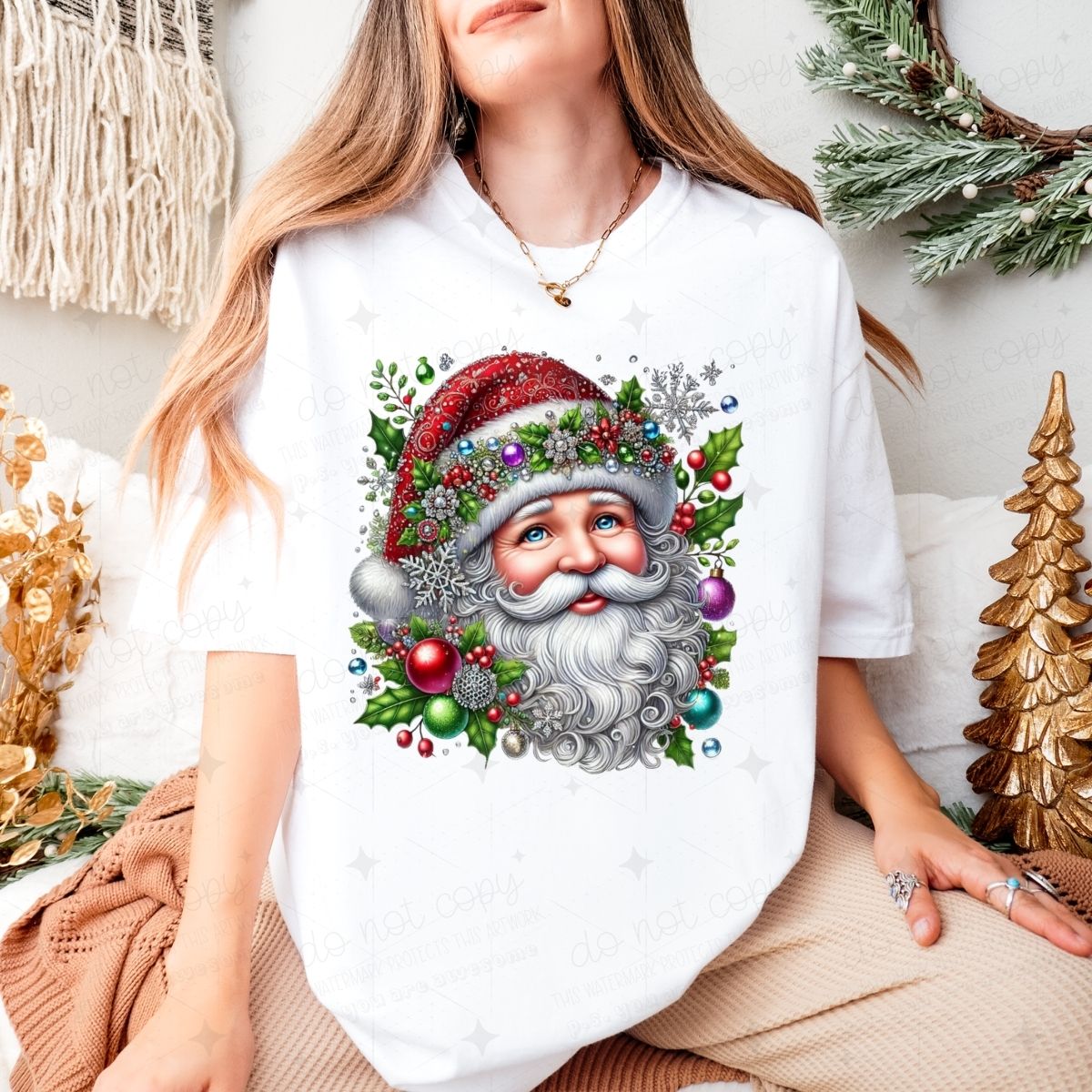 SANTA - FAUX RHINESTONES - DTF TRANSFER