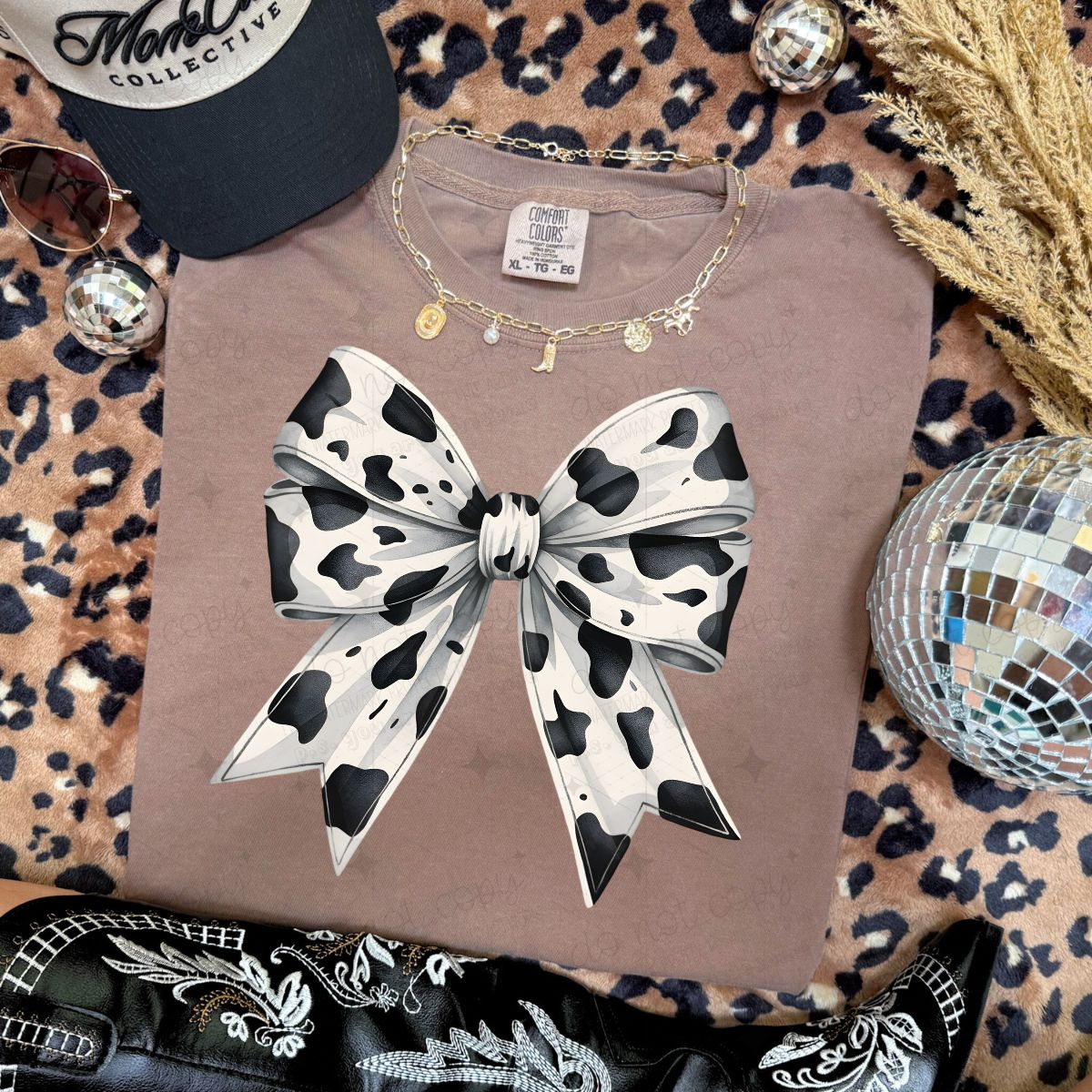 COQUETTE COW PRINT BOW - DTF TRANSFER