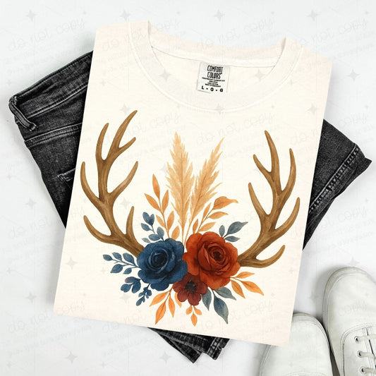 FLORAL ANTLERS - DTF TRANSFER
