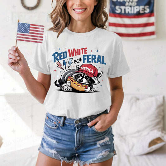 RED WHITE AND FERAL - DTF TRANSFER