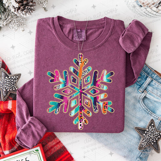 BRUSHSTROKE SNOWFLAKE - FAUX GLITTER - DTF TRANSFER