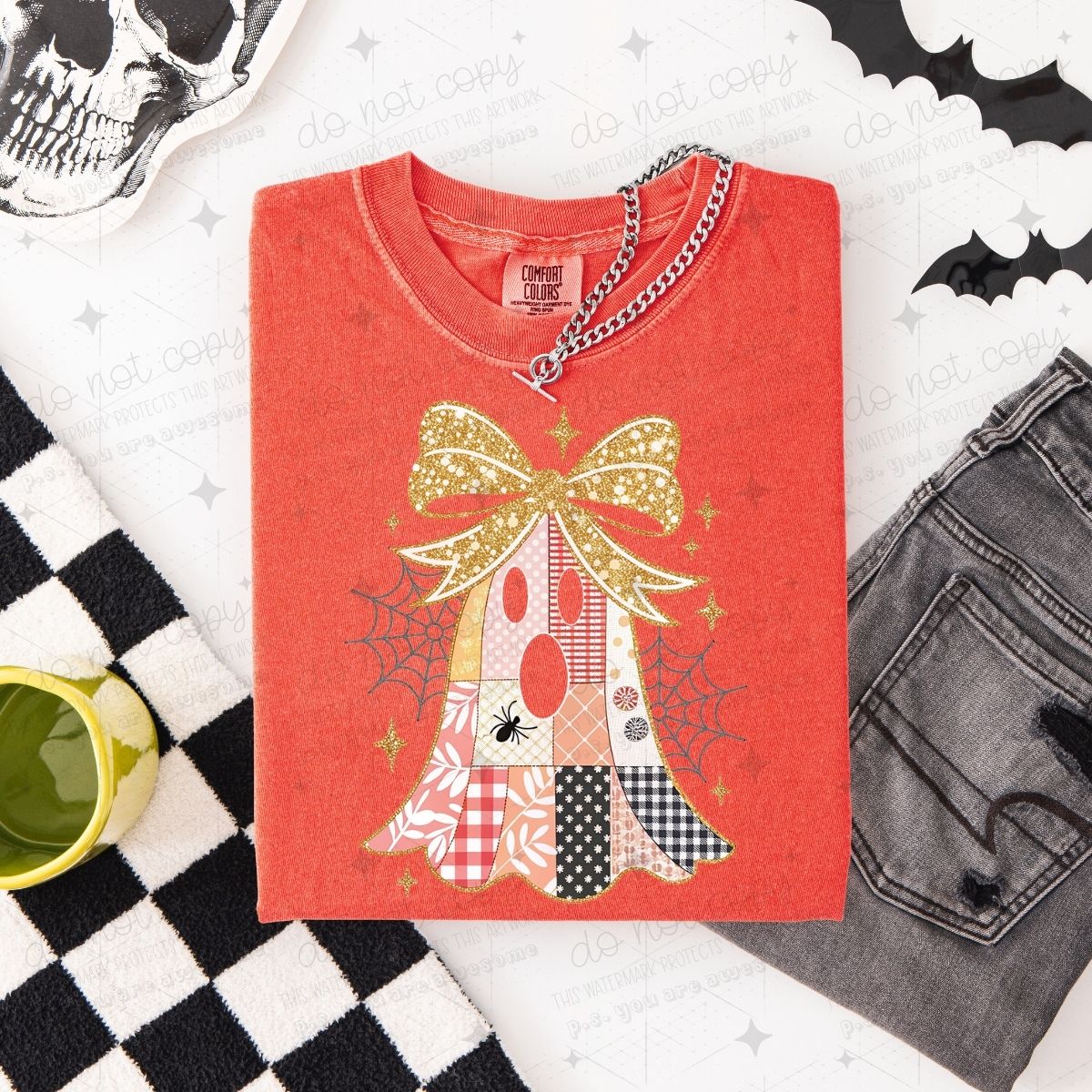 COQUETTE PATCH WORK GHOST - FAUX SEQUIN - DTF TRANSFER