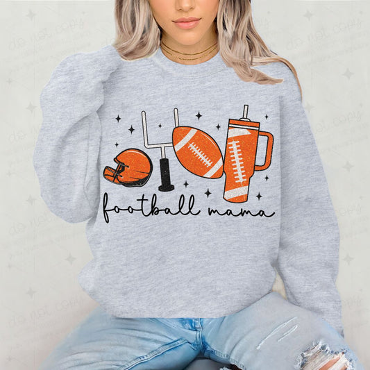 FOOTBALL MAMA - FAUX GLITTER - DTF TRANSFER