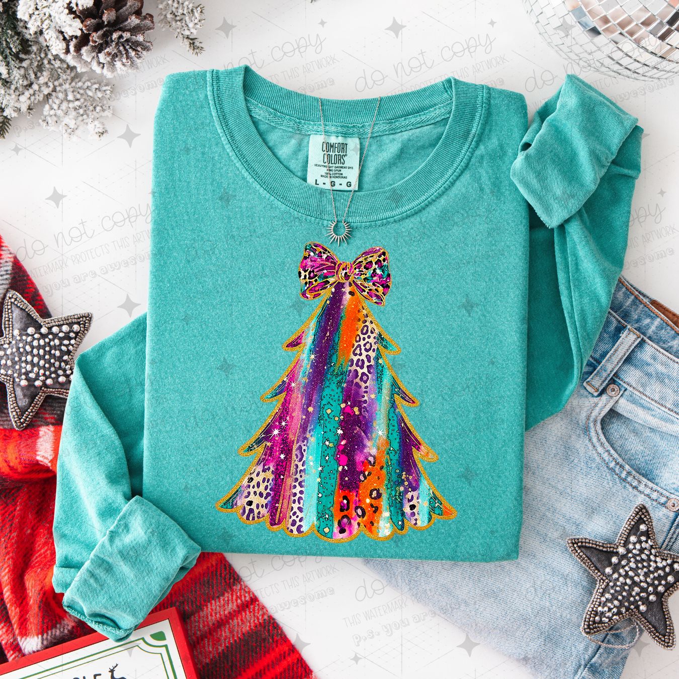 COQUETTE BRUSHSTROKE TREE - FAUX GLITTER - DTF TRANSFER