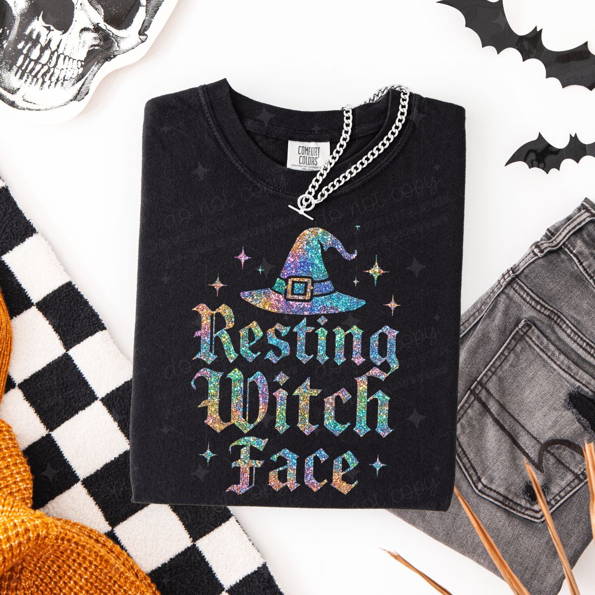 RESTING WITCH FACE - FAUX GLITTER - DTF TRANSFER