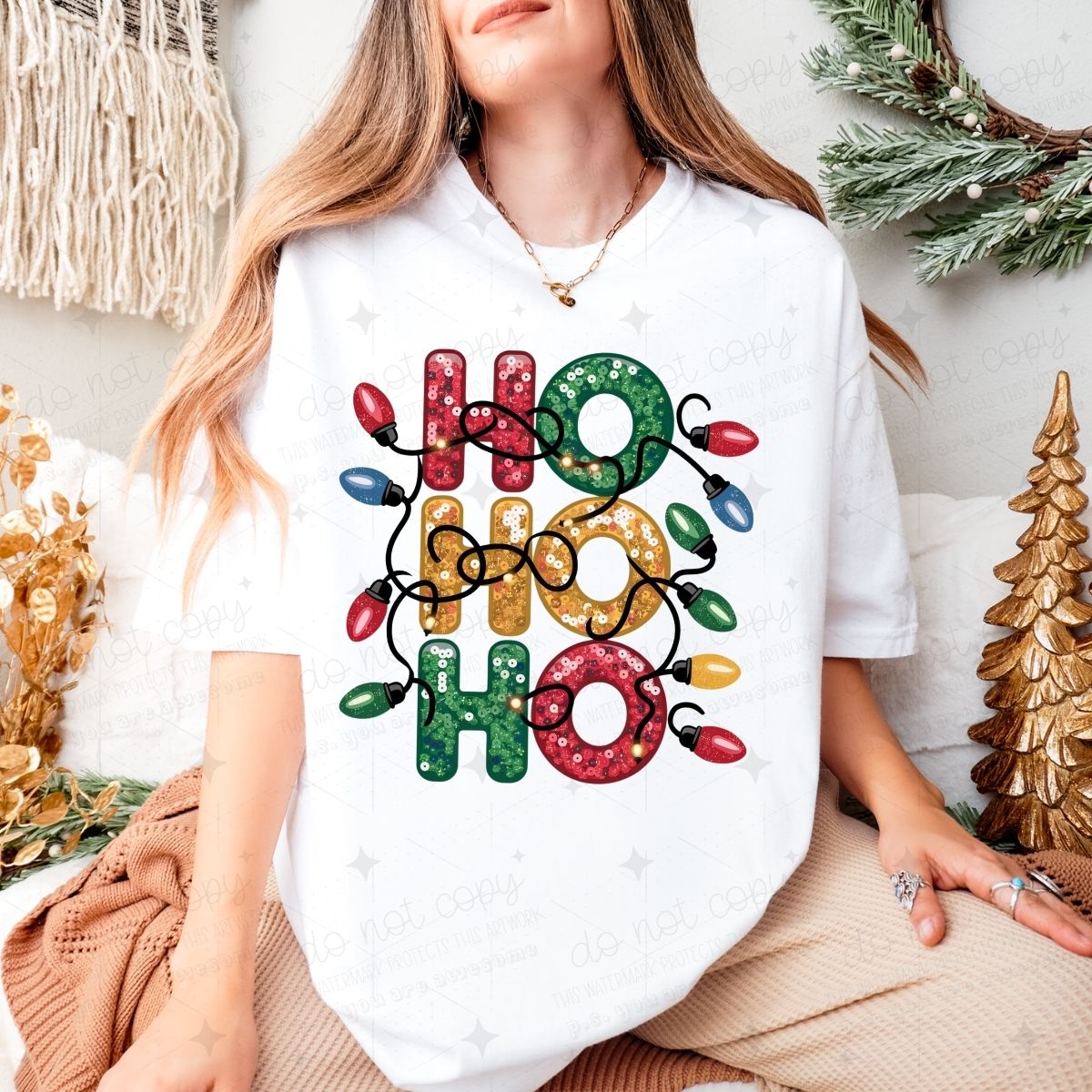 HO HO HO - FAUX SEQUIN - DTF TRANSFER