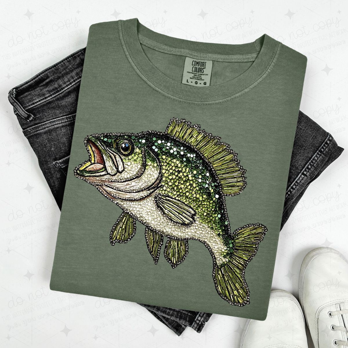 BASS - FAUX RHINESTONES - DTF TRANSFER