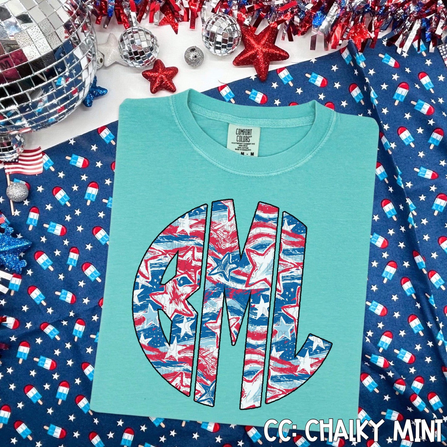 PATRIOTIC TIE DYE MONOGRAM - CUSTOM TRANSFER