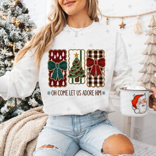 COQUETTE OH COME LET US ADORE HIM - FAUX YARN - DTF TRANSFER