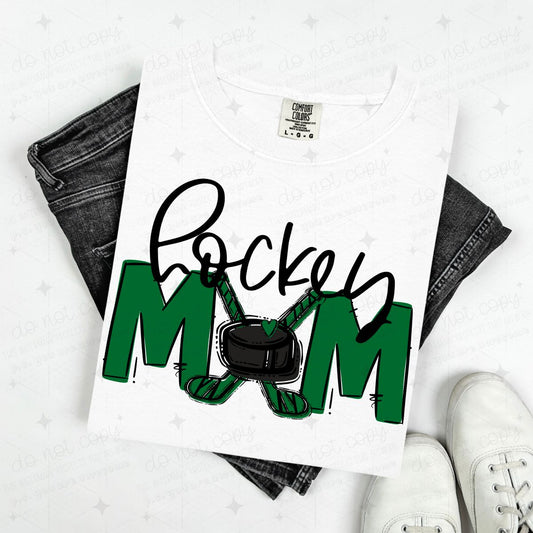 HOCKEY MOM - KELLY GREEN/NO FLOWER - DTF TRANSFER