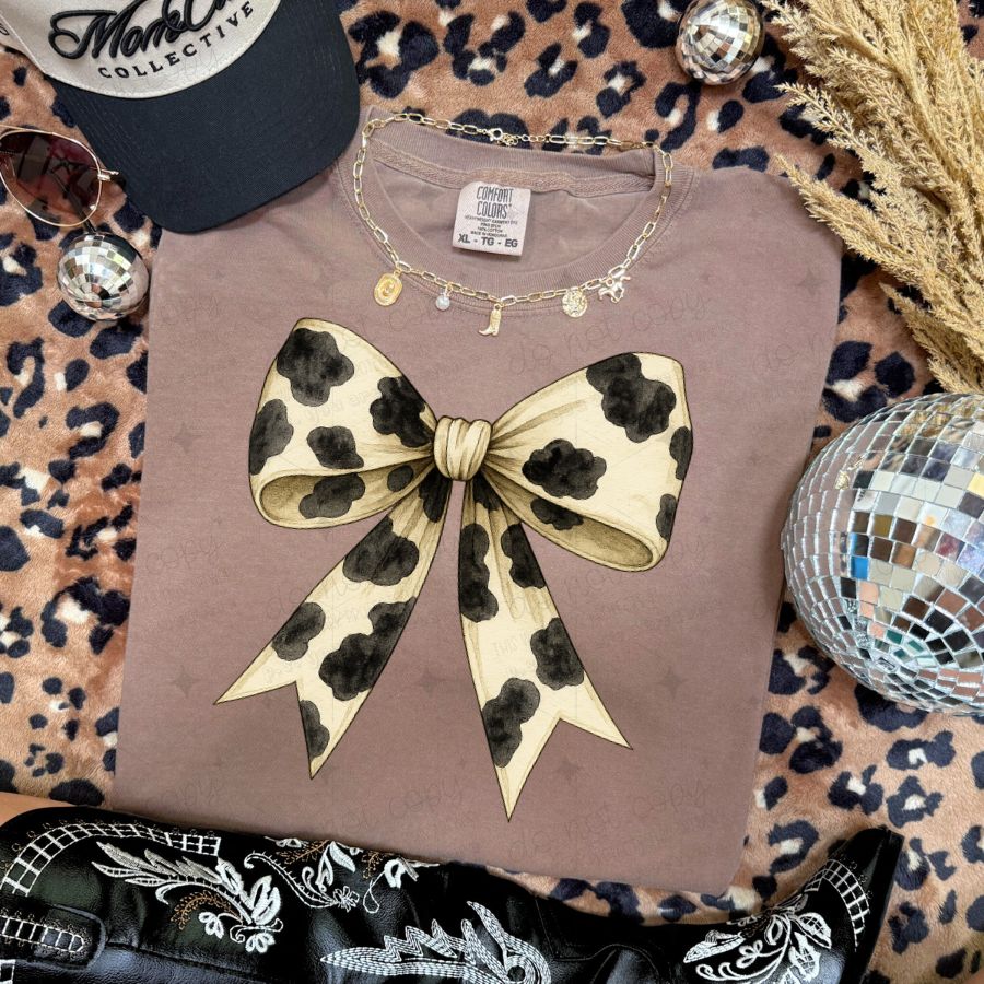 COQUETTE COW PRINT BOW - DTF TRANSFER