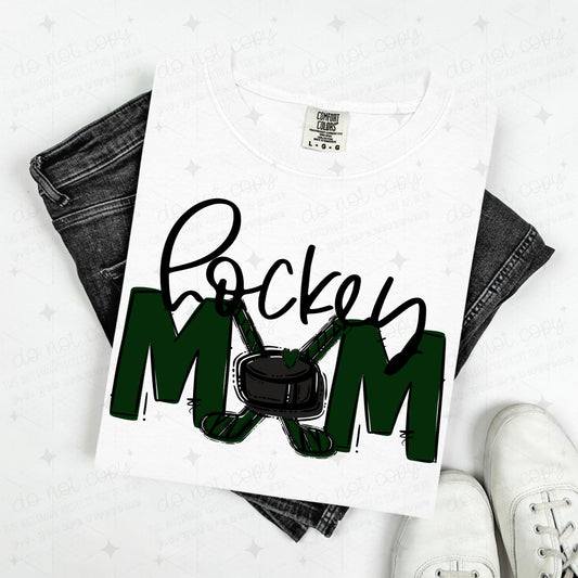 HOCKEY MOM - DARK GREEN/NO FLOWER - DTF TRANSFER