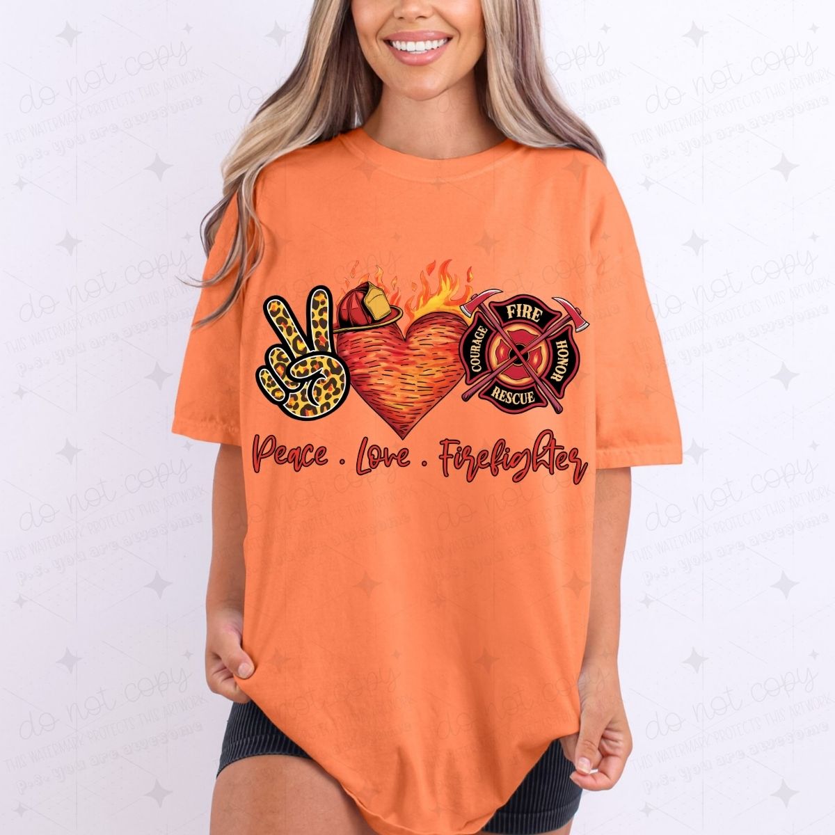 PEACE LOVE FIREFIGHTER - DTF TRANSFER