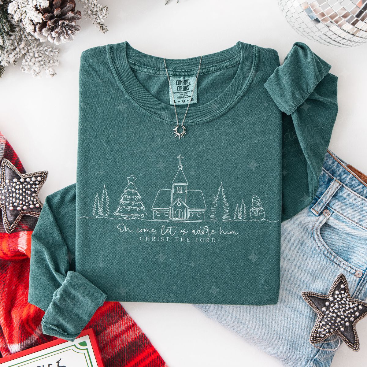 OH COME LET US ADORE HIM - WHITE TEXT - DTF TRANSFER