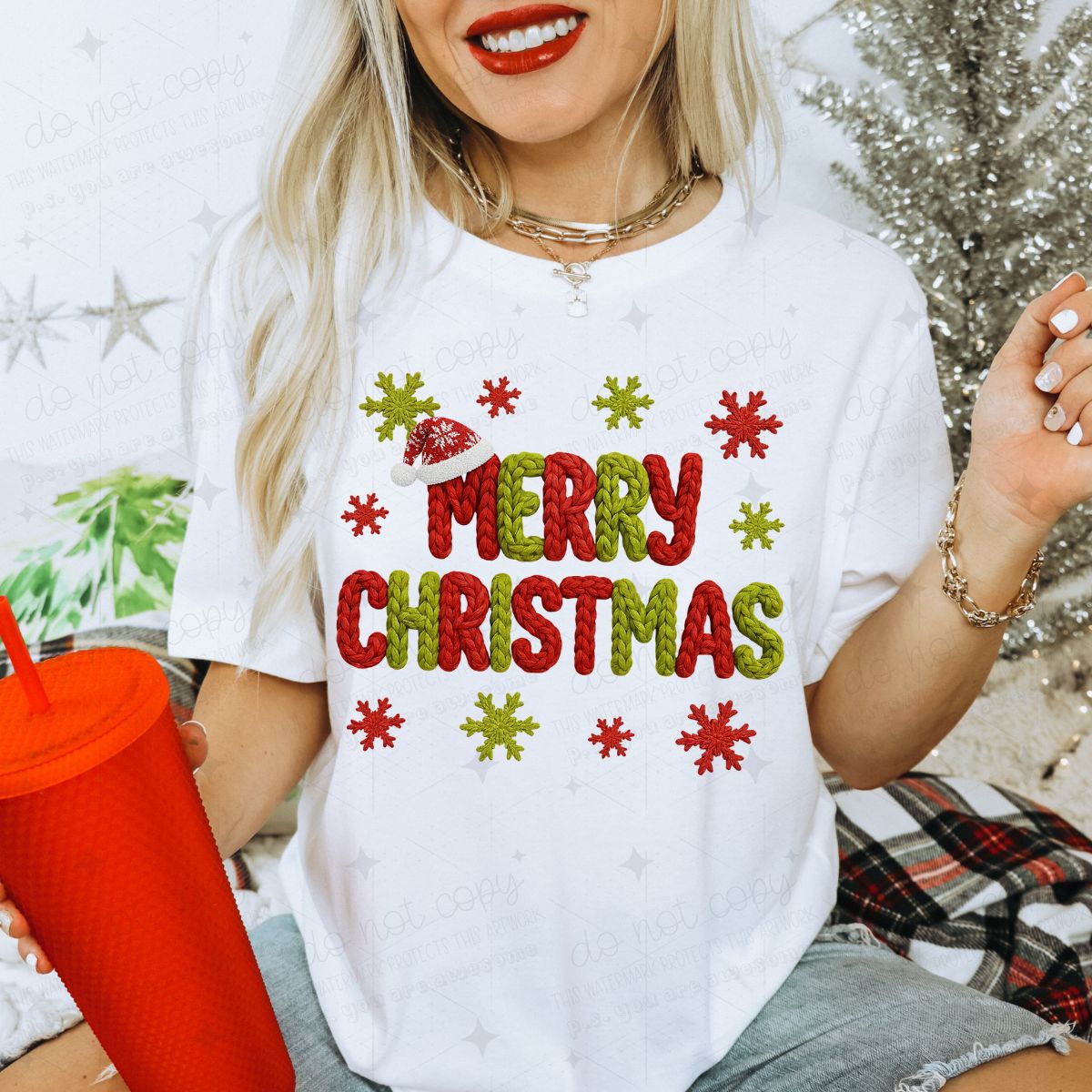 MERRY CHRISTMAS - FAUX YARN - DTF TRANSFER