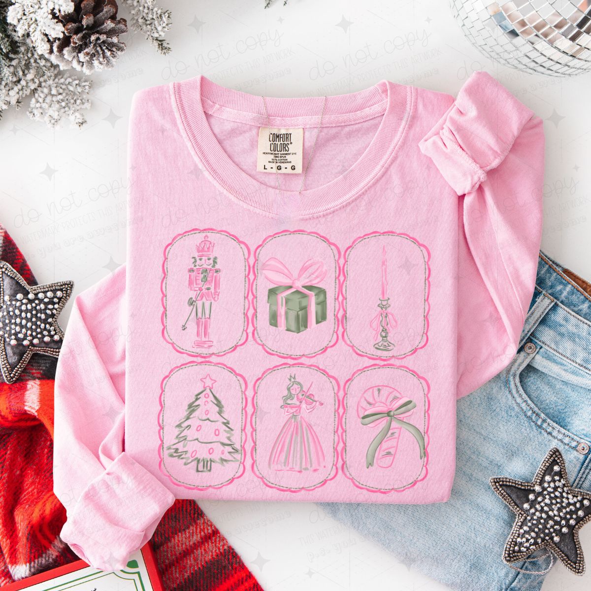 COQUETTE PINK CHRISTMAS FRAMES - DTF TRANSFER