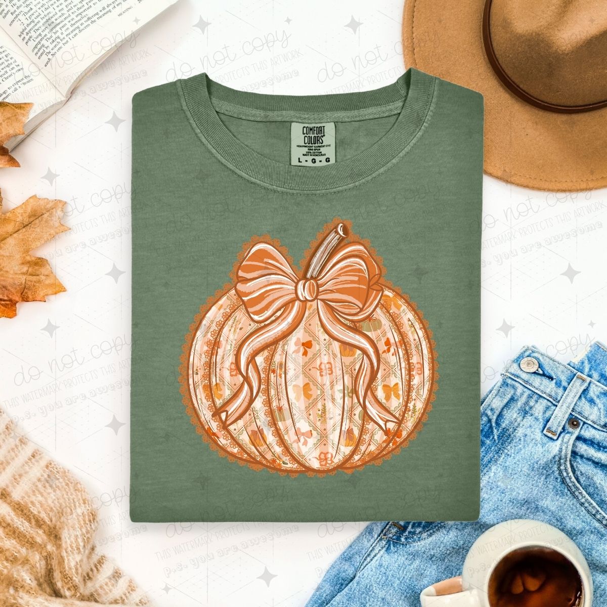 COQUETTE ORANGE LACE PUMPKIN - FAUX LACE - DTF TRANSFER