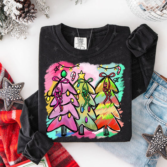 COQUETTE WATERCOLOR CHRISTMAS TREES - DTF TRANSFER