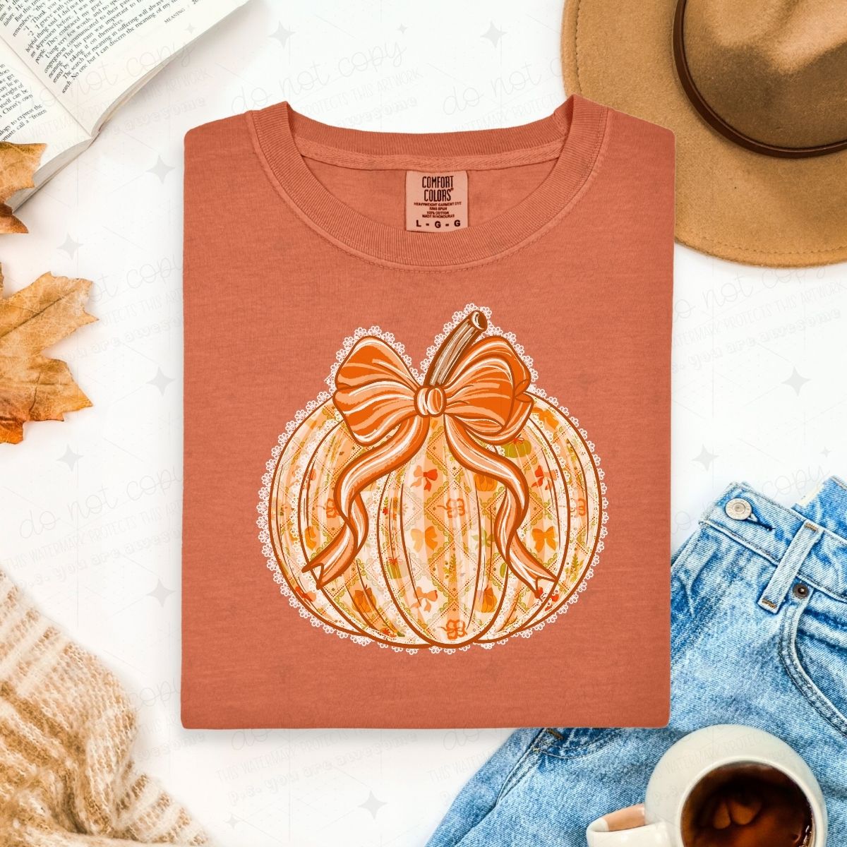 COQUETTE WHITE LACE PUMPKIN - FAUX LACE - DTF TRANSFER