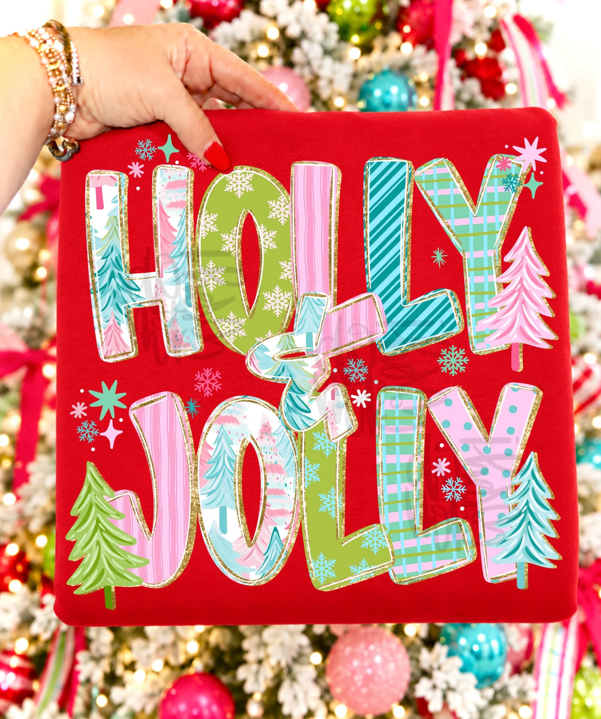 HOLLY & JOLLY GLITTER - DTF TRANSFER