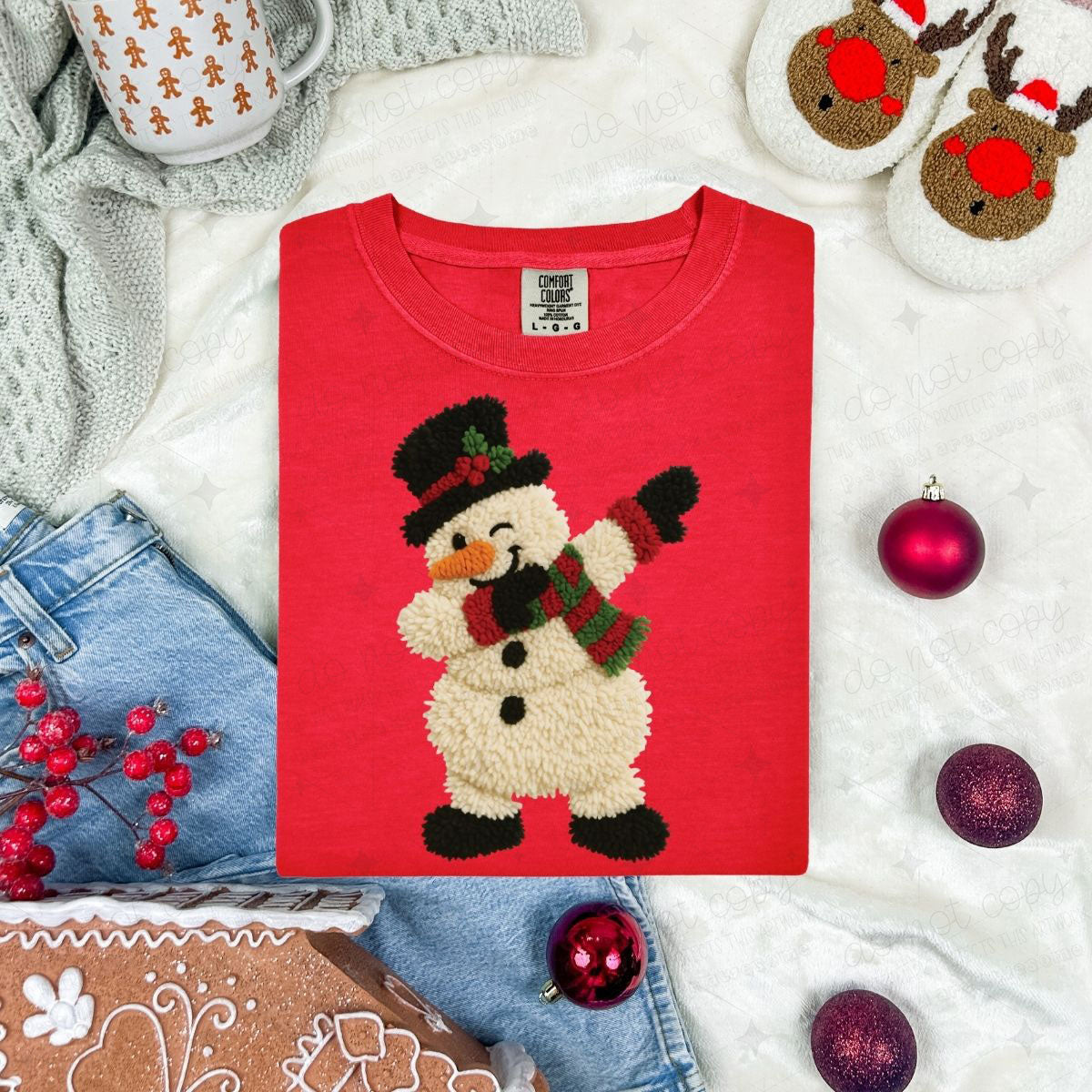 DABBING SNOWMAN - FAUX YARN - DTF TRANSFER