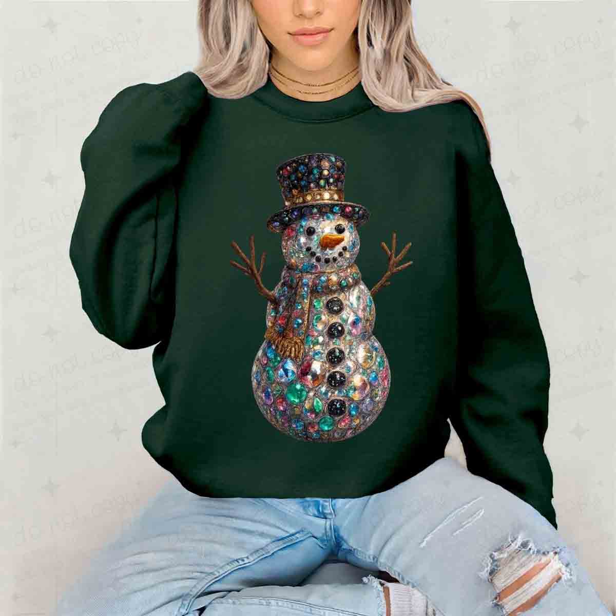 MULTI COLOR SNOWMAN - FAUX RHINESTONES - DTF TRANSFER