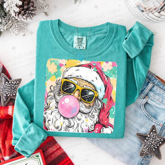 WATERCOLOR BUBBLE GUM SANTA - DTF TRANSFER