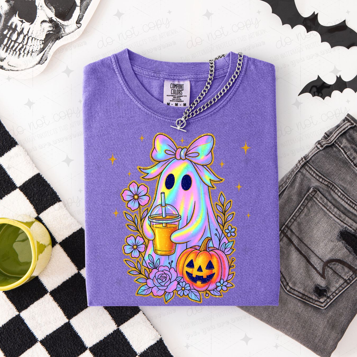 COQUETTE IRIDESCENT ICED COFFEE GHOST - DTF TRANSFER