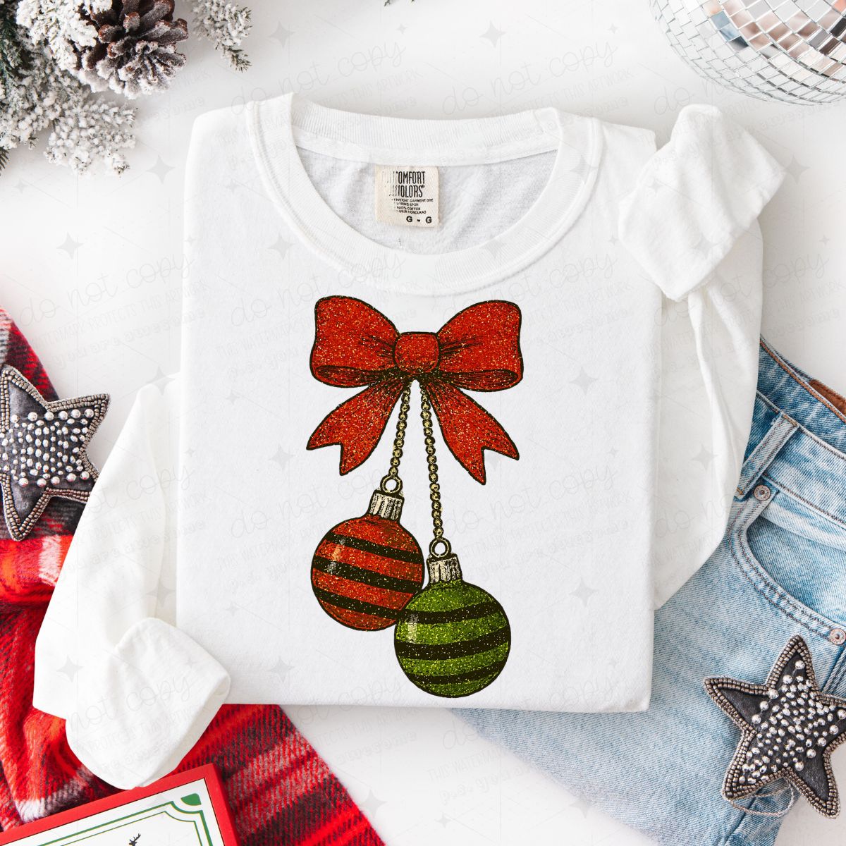 COQUETTE ORNAMENTS - FAUX GLITTER - DTF TRANSFER