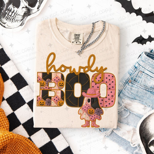 HOWDY BOO - FAUX EMBROIDERY - DTF TRANSFER