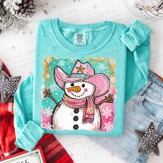 WATERCOLOR WESTERN SNOWMAN - DTF TRANSFER