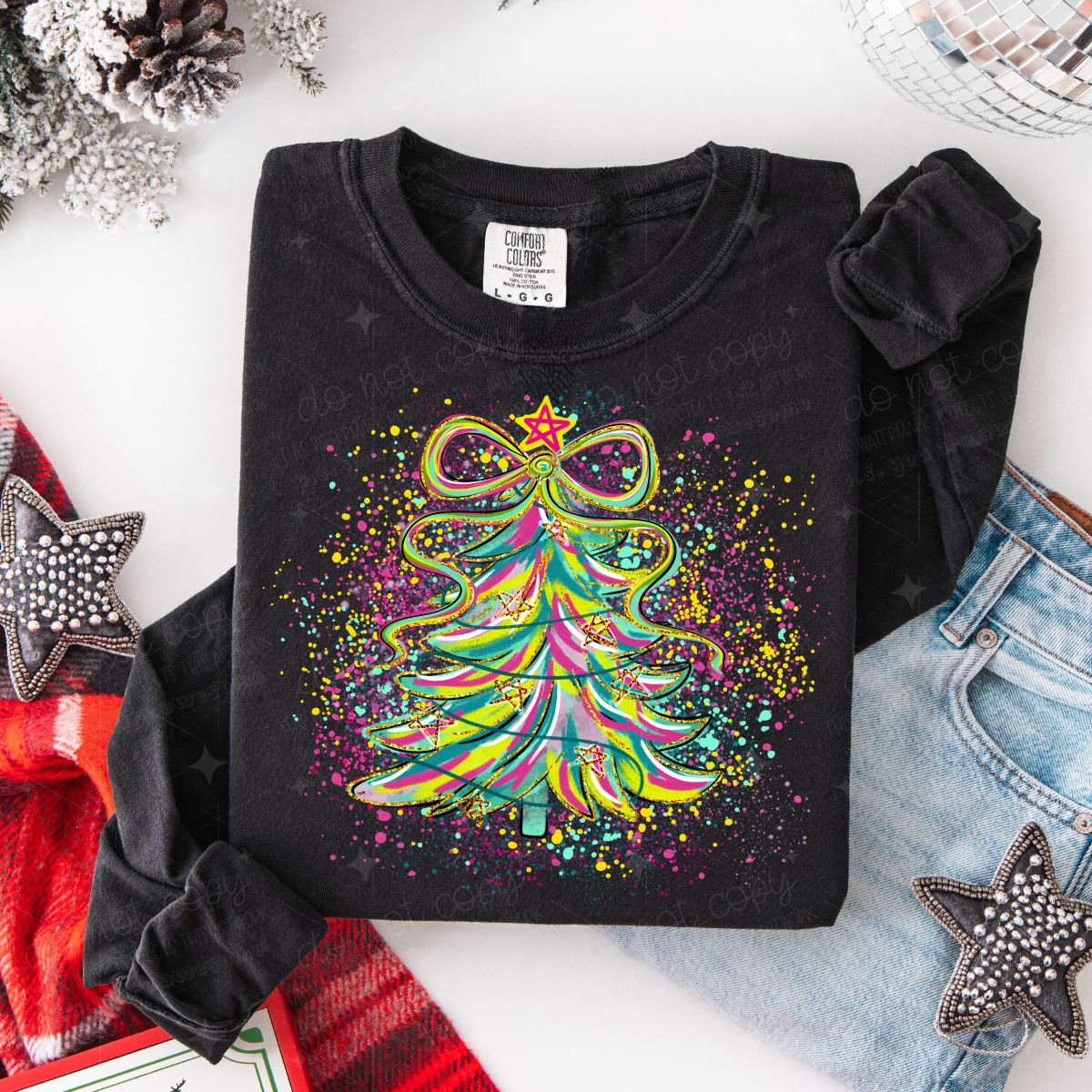COQUETTE PAINT SPLATTER CHRISTMAS TREE - DTF TRANSFER