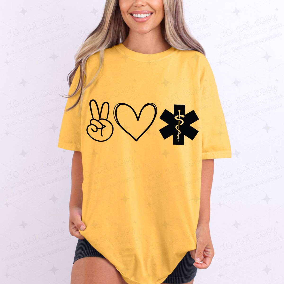 PEACE LOVE STAR OF LIFE - DTF TRANSFER