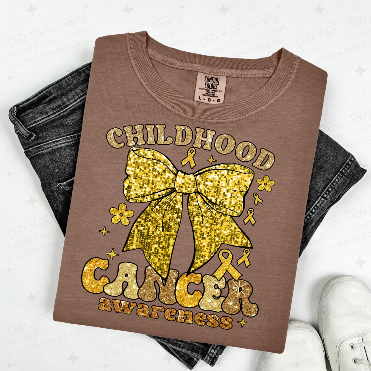 COQUETTE CHILDHOOD CANCER AWARENESS - FAUX SEQUIN & GLITTER - DTF TRANSFER