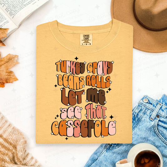 TURKEY GRAVY BEANS ROLLS LET ME SEE THAT CASSEROLE - DTF TRANSFER