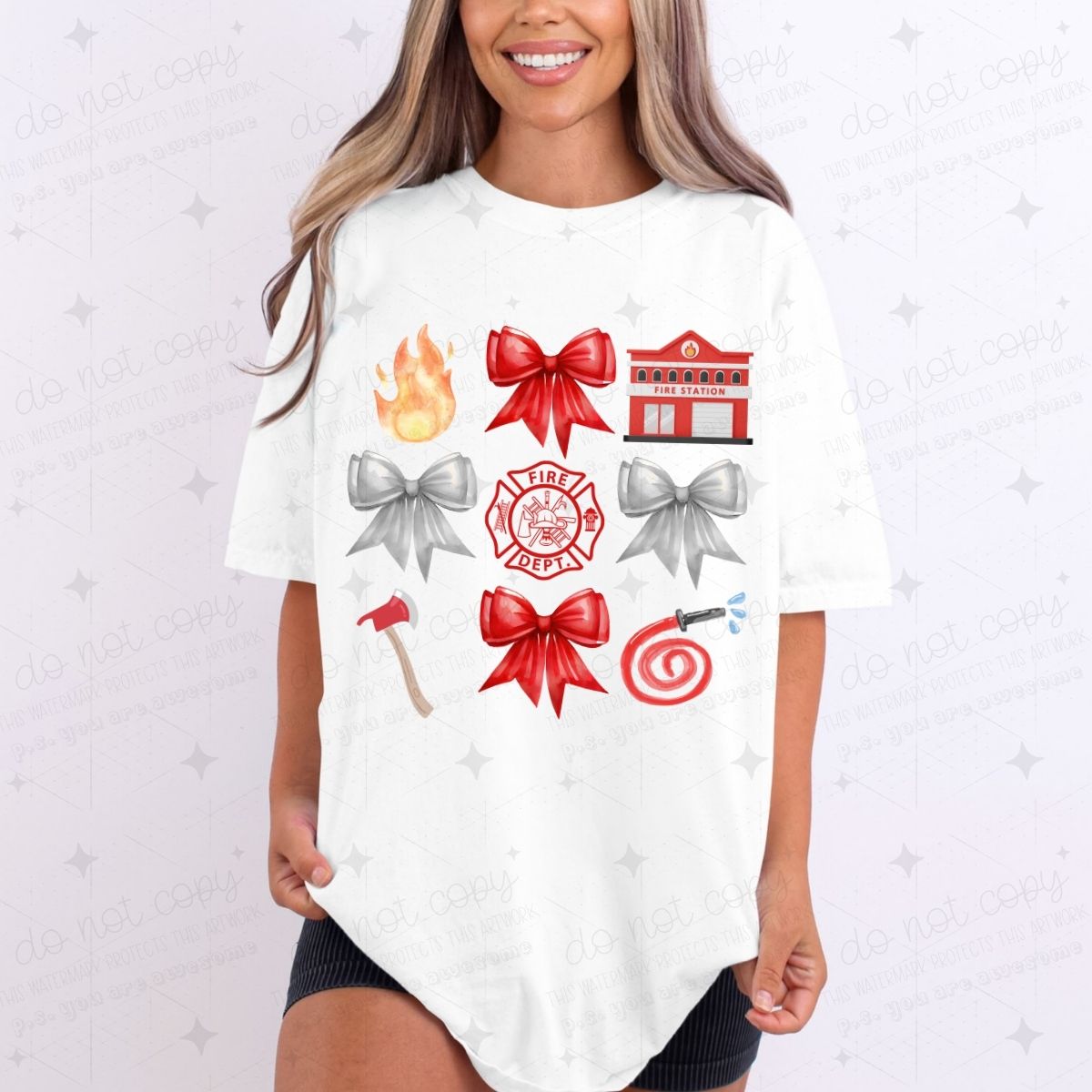 COQUETTE FIREFIGHTER COLLAGE - DTF TRANSFER