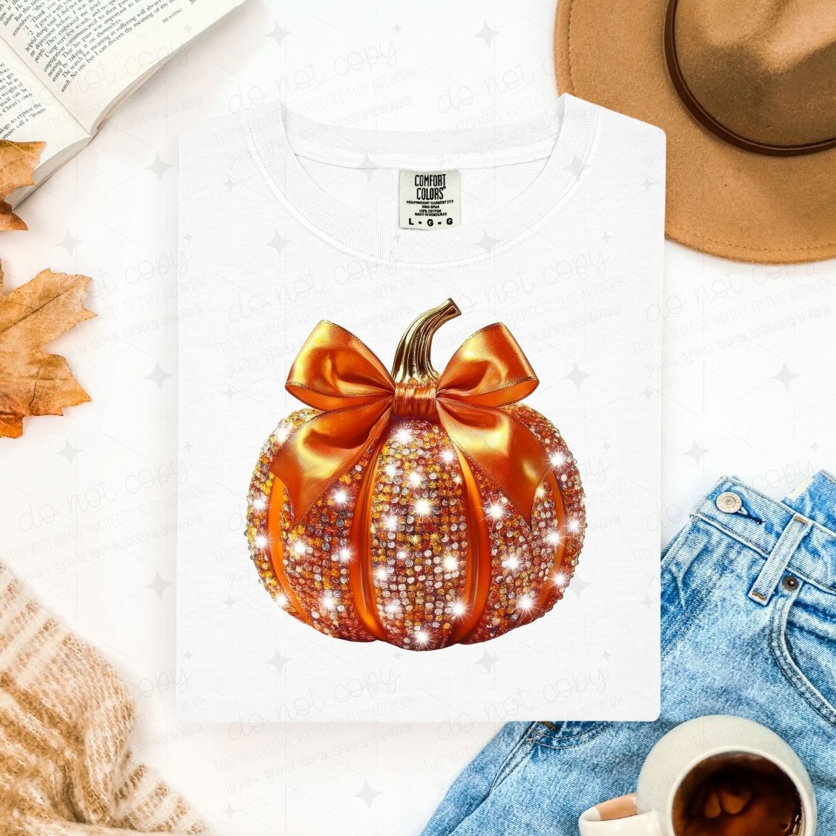 COQUETTE BEDAZZLED PUMPKIN - FAUX RHINESTONES - DTF TRANSFER