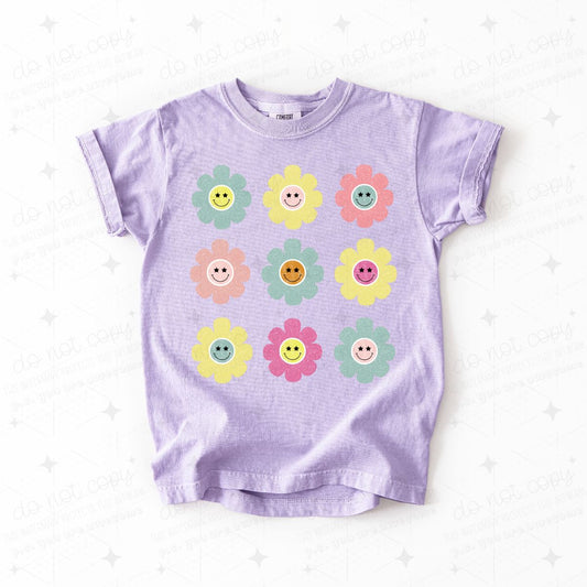 FLORAL SMILEY FACES - DTF TRANSFER