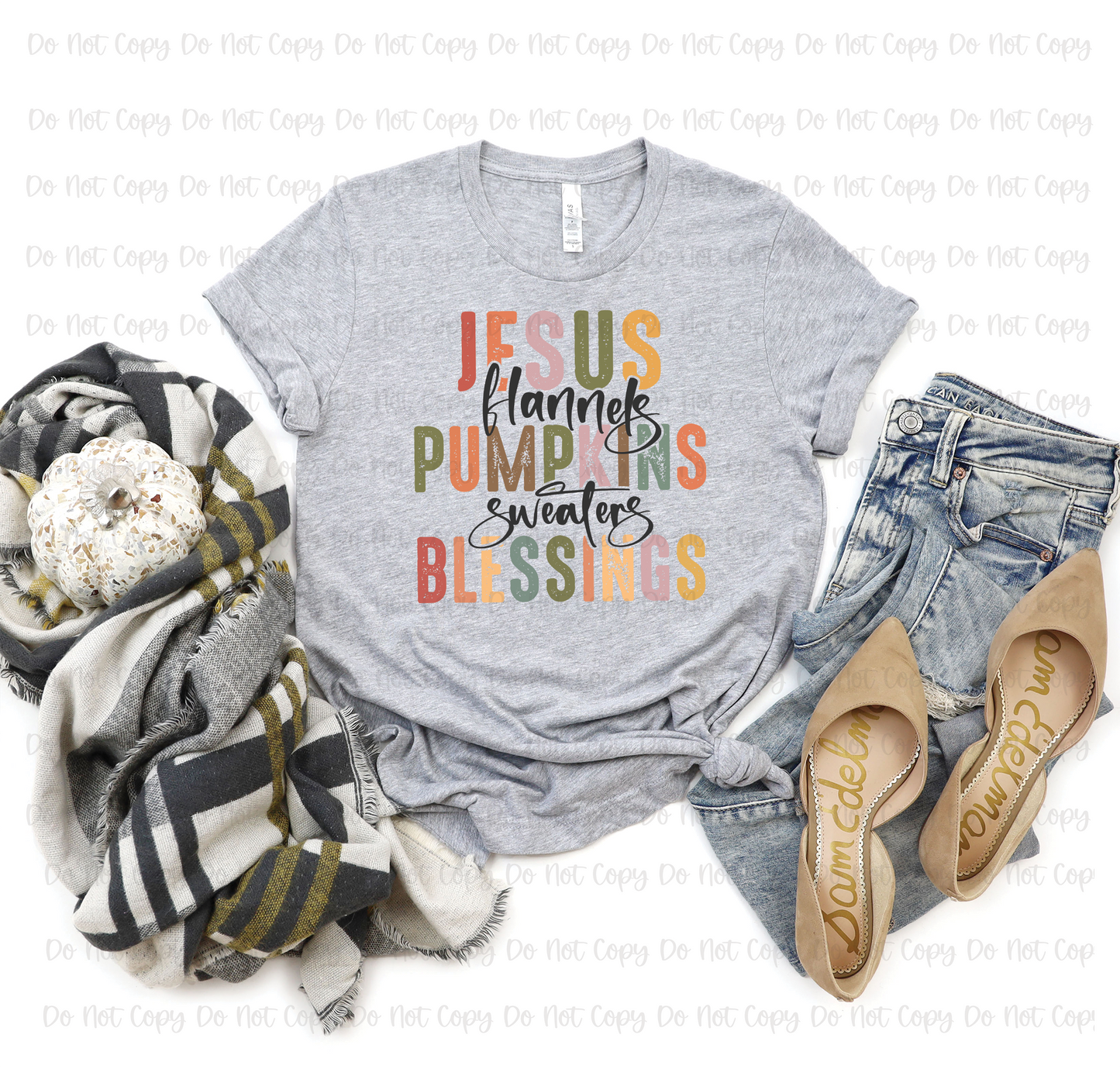 JESUS FLANNELS PUMPKINS SWEATERS BLESSINGS - DTF TRANSFER