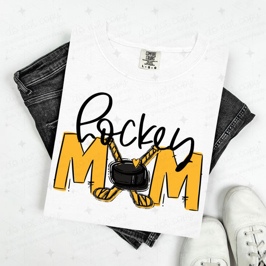 HOCKEY MOM - YELLOW/NO FLOWER - DTF TRANSFER