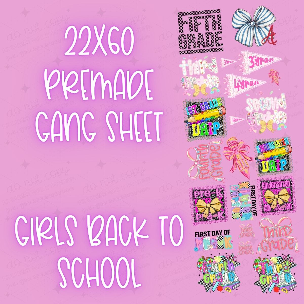 GIRLS BACK TO SCHOOL - 22X60 - PREMADE GANG