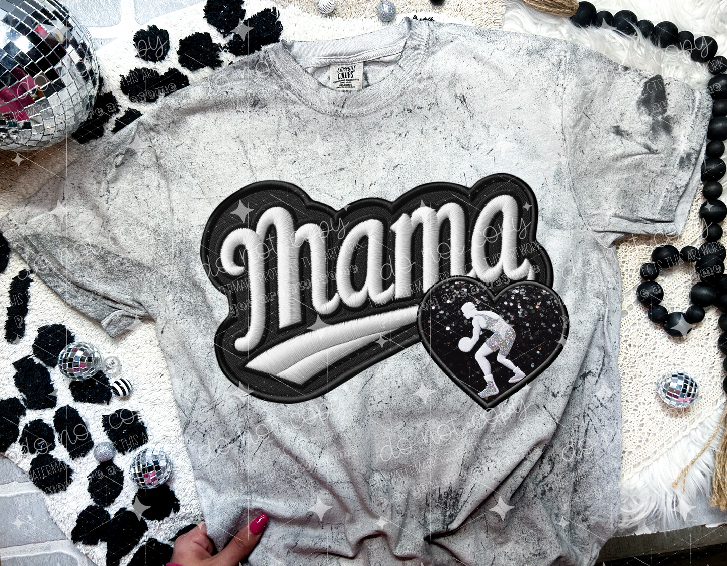 FAUX EMBROIDERED MAMA SPORTS - DTF TRANSFER