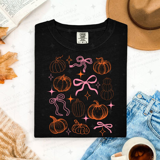COQUETTE BOWS & PUMPKINS DOODLE - DTF TRANSFER
